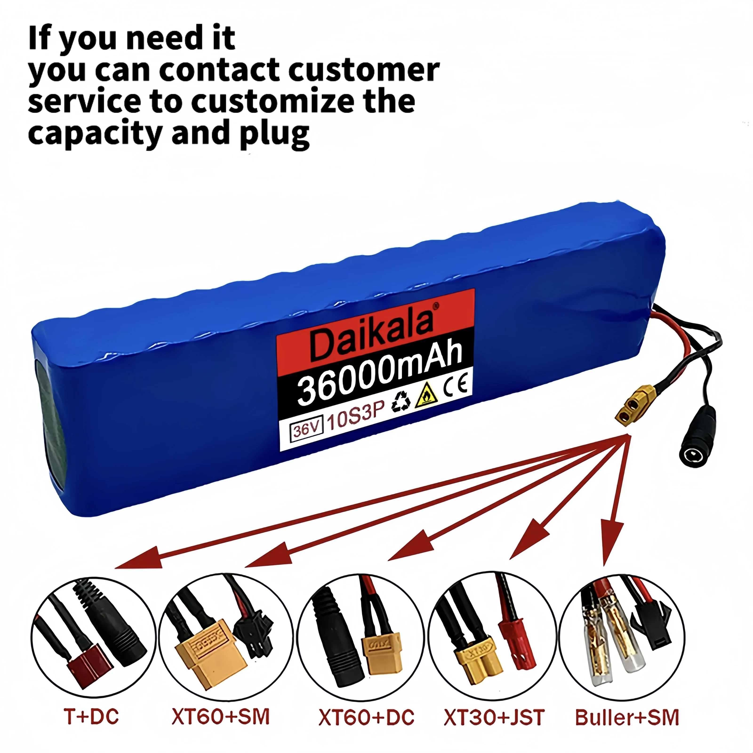 10S3P 36V 36000mAh 18650 Rechargeable Lithium Battery Pack，For Power Modified Bicycle Scooter Electric Vehicle with BMS+charger