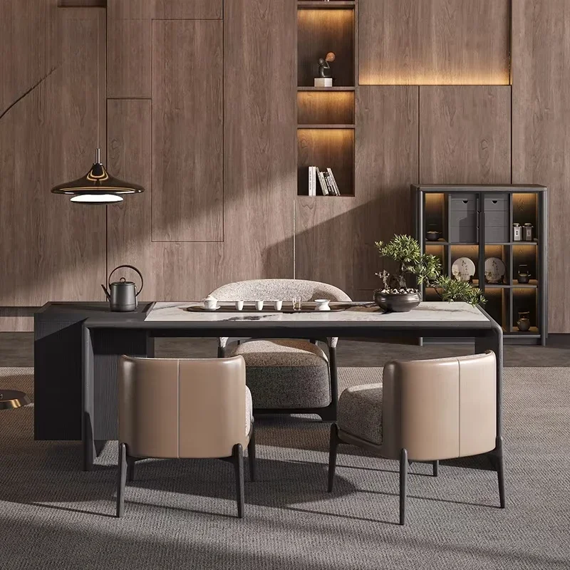x- Luxury Stone Tea Table Chair Set Modern Minimalist Light Luxury High-End Villa Living Room Home Furniture Tea Cabinet*