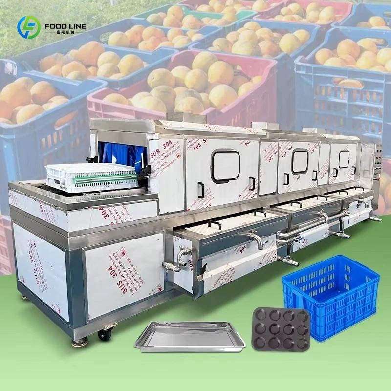 Customized Egg Tray Fruit Basket Industrial Washer Food Plastic Crate Drying Turnover Box Machine