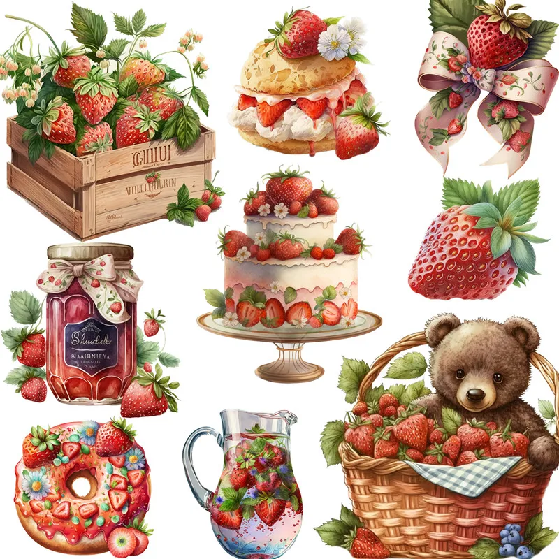 Strawberry dessert Stickers Crafts And Scrapbooking stickers kids toys book Decorative sticker DIY Stationery