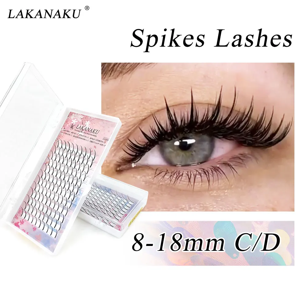 120Fans Premade Spikes Lashes Extensions I Shape Lashes Tary Fluffy Individual Eyelashes 8-18mm All Size Eyelash Vendor