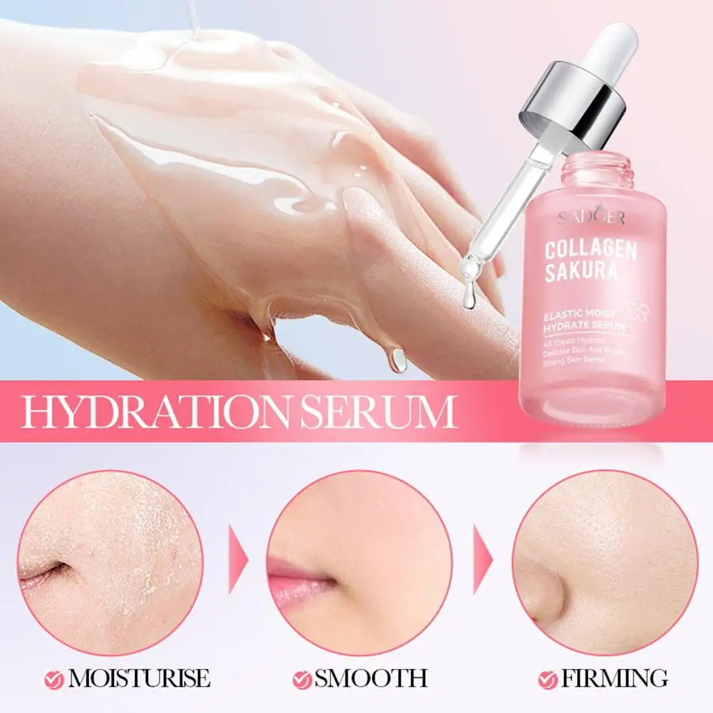 30ml Sakura Collagen Bouncy Hydration Essence Nourishing Rejuvenation Serum Care Skin Face Pure Whitening G8s0