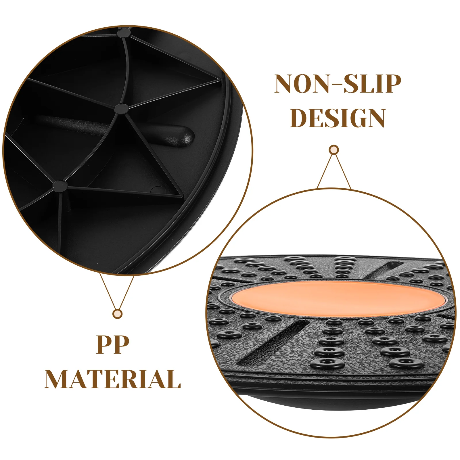 

Balance Board Half Ball PP Yoga Trainer Black Sports Fitness Equipment Adjustable Difficulty Non Slip Design Portable