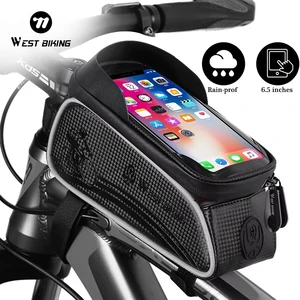 WEST BIKING Bicycle Bag Cycling Top Front Tube Frame Bag Waterproof 6.5 Inches Phone Case Storage Touch Screen MTB Road Bike Bag