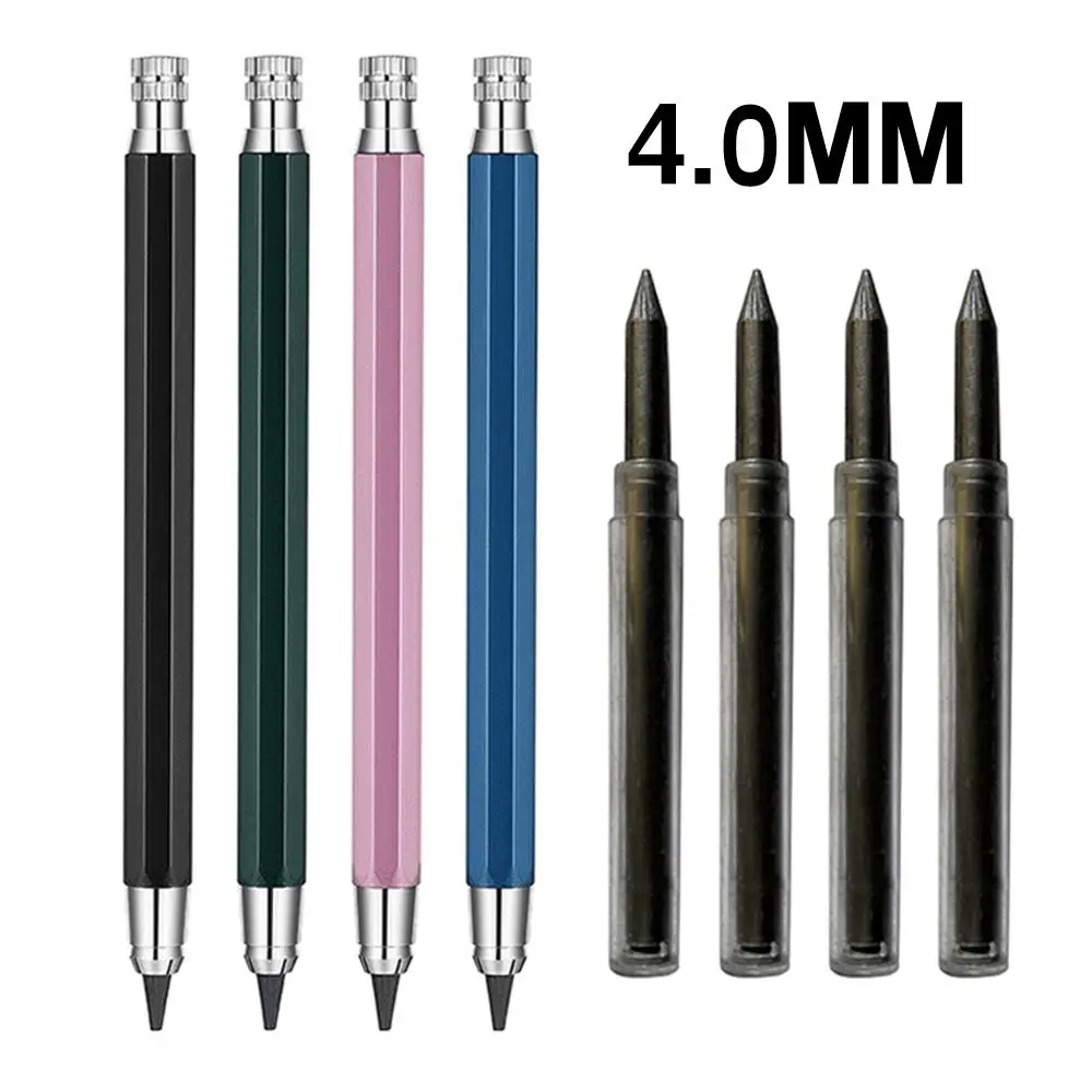 4.0mm Mechanical Pencil Metal 2B/4B/6B/8B/10B Pencil Refill Propelling Pencil Drawing Writing Tool Sketch Comics Design