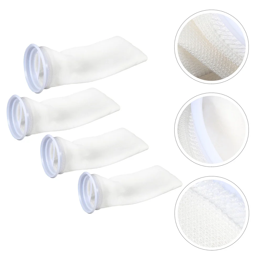 4 Pcs Foam Cleaner Fish Tank Filter Bag Filtration System Supply Detergent Reusable Sock White Socks Cotton Thickened Pouch