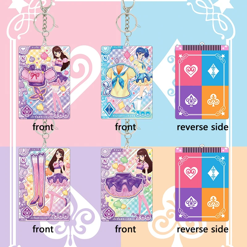 Aikatsu Acryl-Schlüsselanhänger Shibuki Ran Kiriya Aoi Mode-Accessoire Anhänger Idol-Karte Kleidung Rucksack Charm Figur Modell Geschenk