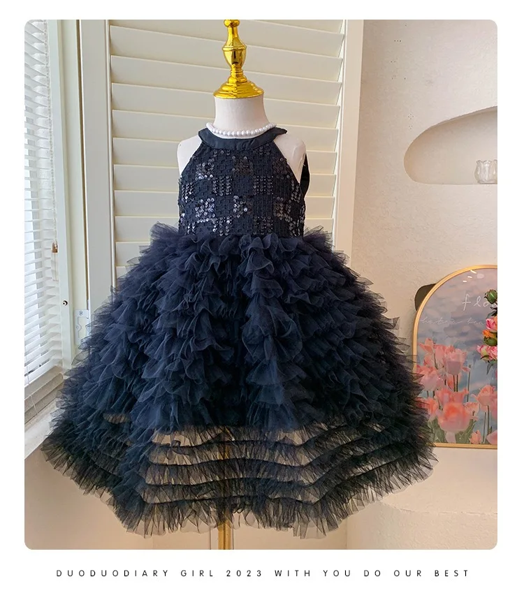 

Elegant Girl's Sequin Tulle Flower Girl Dress for Wedding Lace Summer Pageant Dress Princess Party Ball Gowns Communion Vesidos