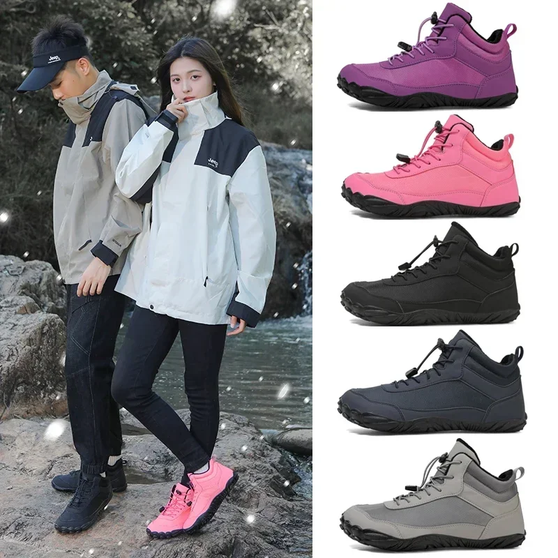 Snow BOOTS สําหรับสตรีและผู้ชายฤดูหนาวรองเท้าผู้ชาย WARM FUR Lined รองเท้าผ้าใบหิมะกันน้ํากว้าง Snow BOOTS Non-SLIP ปีนเขา Trekking