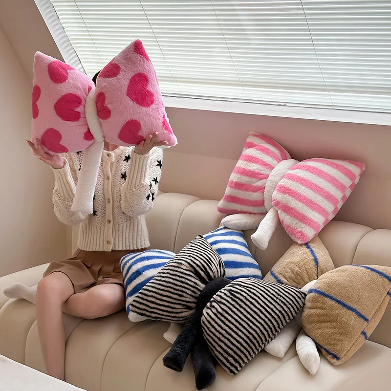 

Lovely Plush Bow Pillow INS Style Decorative Cushion Home Living Room Lounge Chair Sofa Pillow Girls Kids Room Decor Pillow Gift