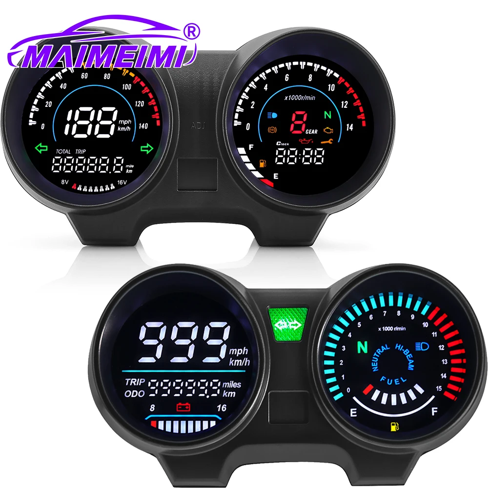 オートバイデジタルスピードメータータコメーターオドメーターボルトメーター燃料計ダッシュボード（タイタン150、ホンダcg150、ファン150用）