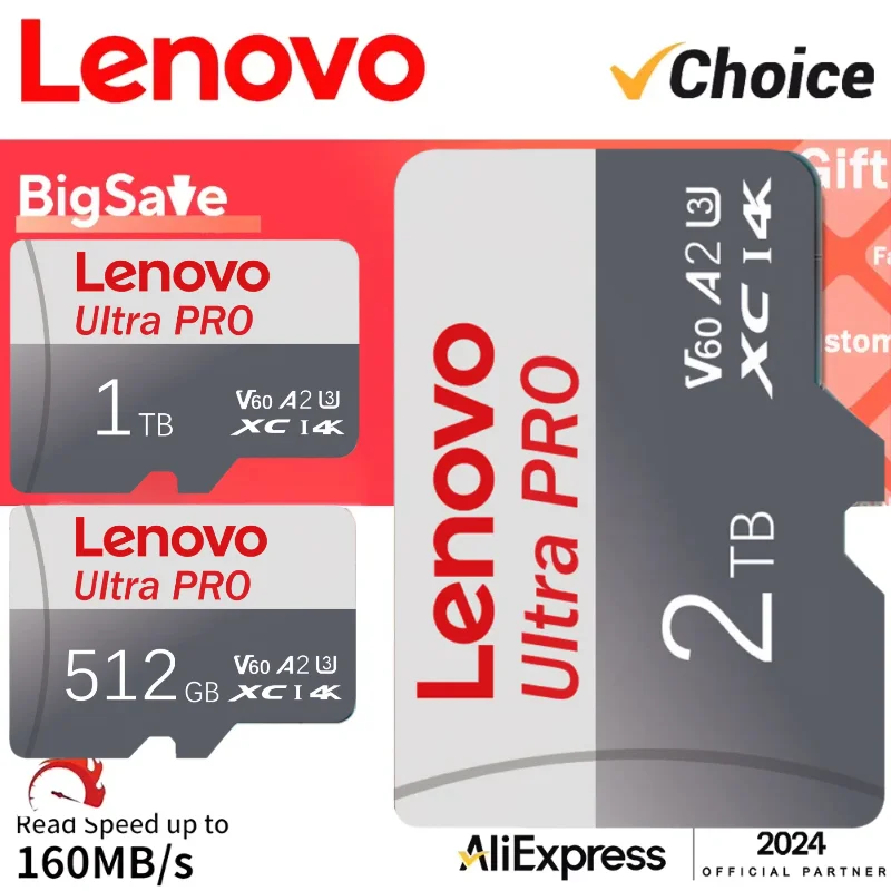 Original Lenovo Memory Card 128GB Class 10 V60 TF Card 1TB Mini SD Card 512GB 256GB A2 U3 Micro SD Card 2TB High Speed TF Card