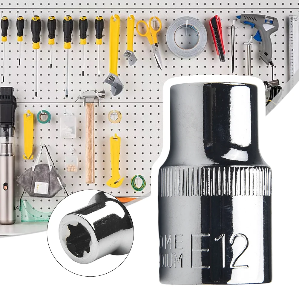 Imagem -06 - tipo Chave de Fenda Soquete 12 Interface Quadrada Chave Soquete Adaptador e Soquete Comum Ferramentas Manuais E10 E12 e1 E16 E18 E20 1pc e