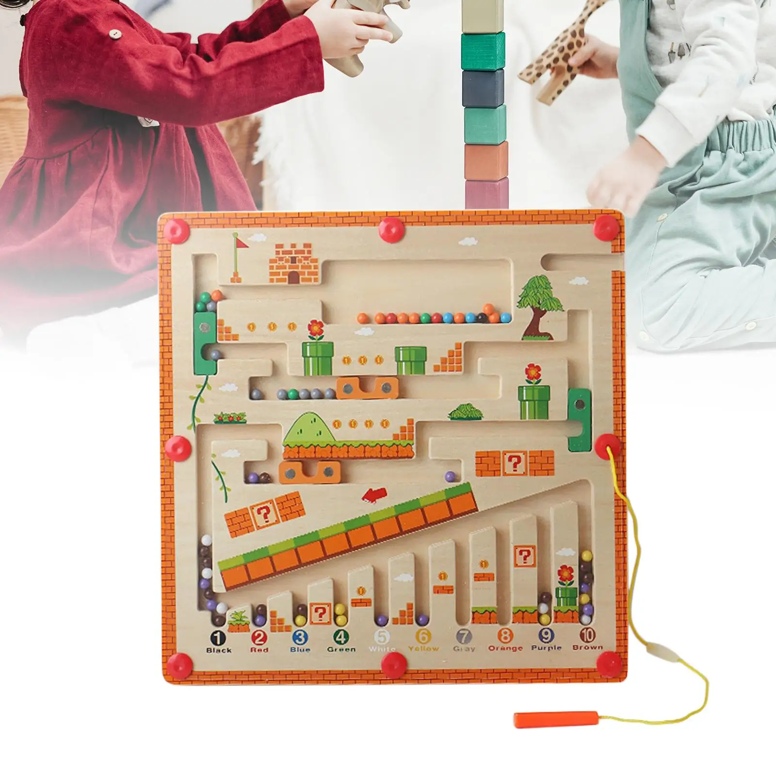 Kids Magnetic Maze Travel Toy Montessori Color Matching Board Game for Boys Girls Fine Motor Skills Learning Activity