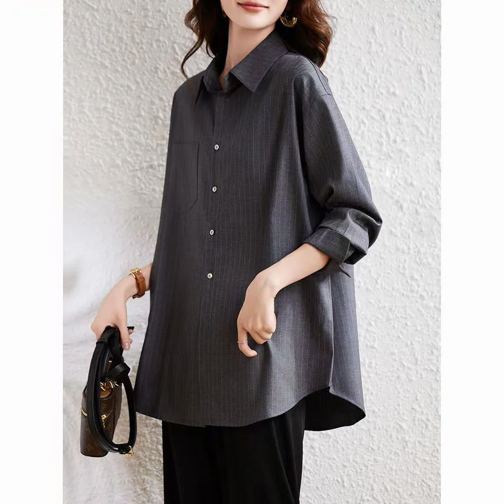 

Autumn Chic Oversized Striped Shirt