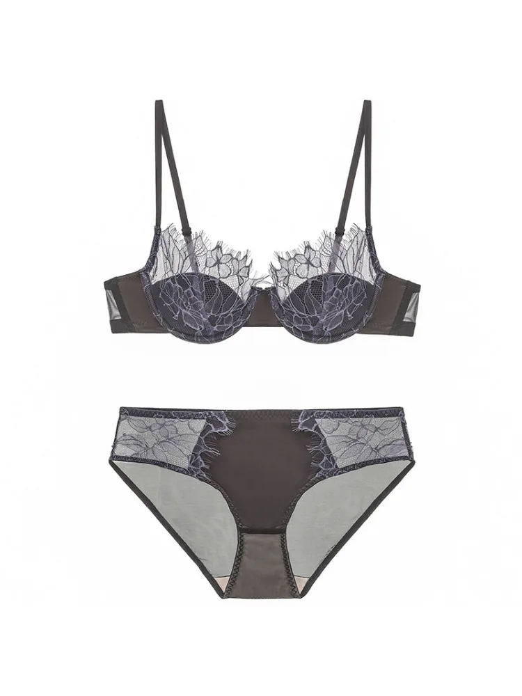 Lingerie Renda Francesa Sexy Oca Arame Macio Copo Fino Empurrar Levantar Sutiã Conjunto Mulheres S-XL Confortável Respirável
