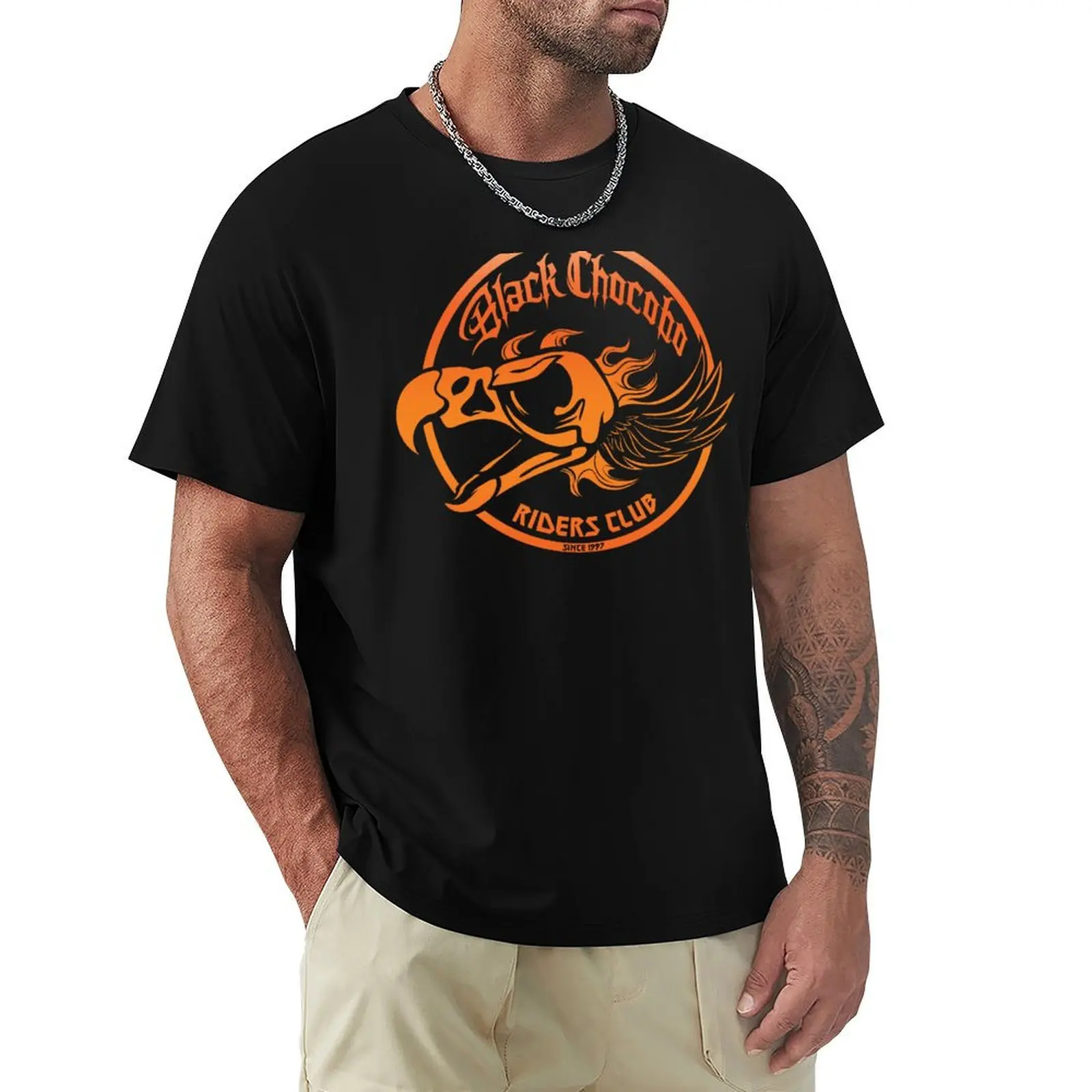 Black Chocobo Riders Club T-Shirt t shirt man plain T-Shirt