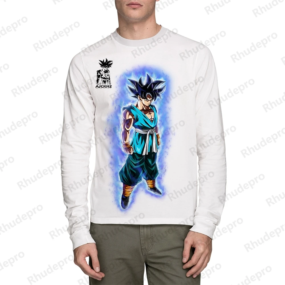 

2024 Goku Men's T-Shirt Short Sleeve Tops Dragon Ball Hip Hop Long Sleeve Clothing Trend Shirts Super Saiya Y2k Autumn