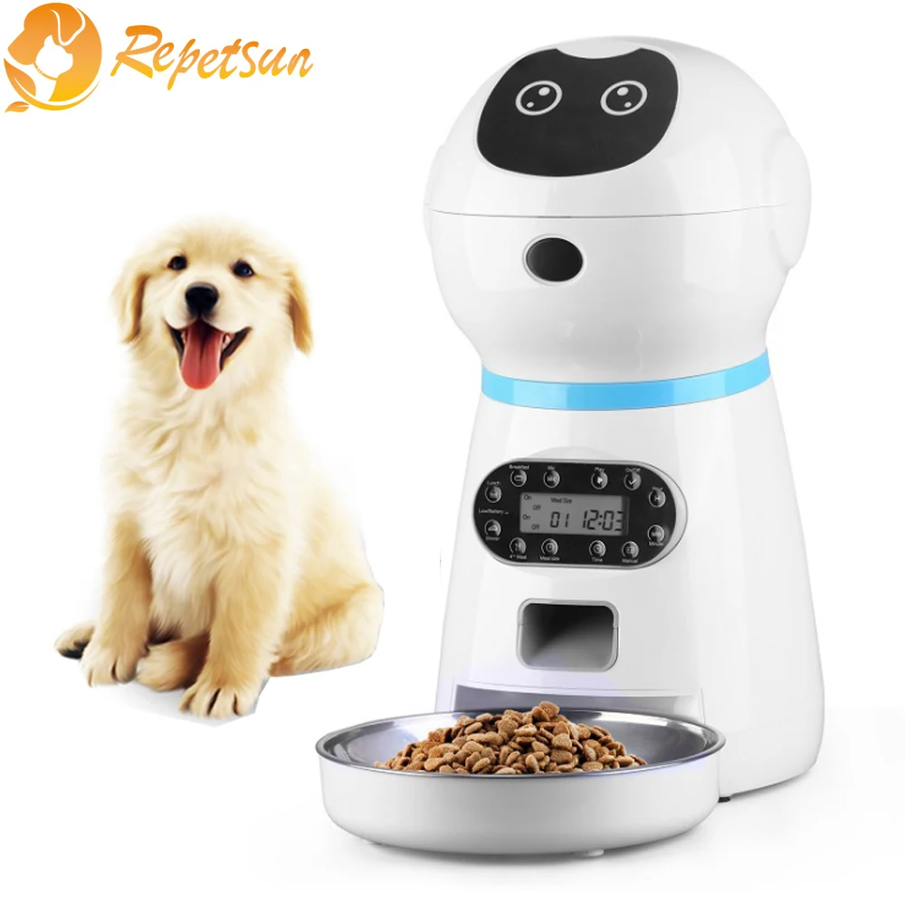 3.5L Robot Smart  Automatic Pet Feeder With Staiinless Steel Bowls Dry Food Dispenser Timing Feeding For Cats Dogs Pet Supplier