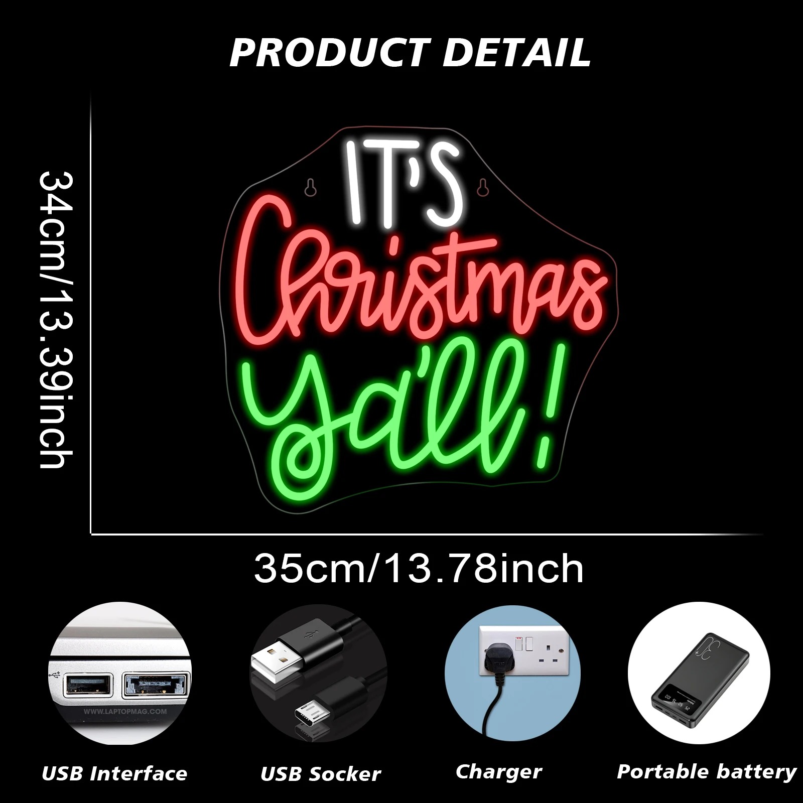 It's Christmas Yall Neon Sign Led Light Up Sign Room Decoration Art Xmas Neon Dimmable Wall Decor For Party Home Shop Logo Gifts