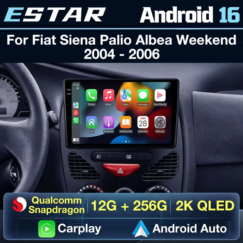 Para FIAT Siena/Palio/Albea/Weekend 1996-2004 Rádio de Carro Android 16 Carplay Multimídia Vídeo Estéreo GPS 2din BT WIFI