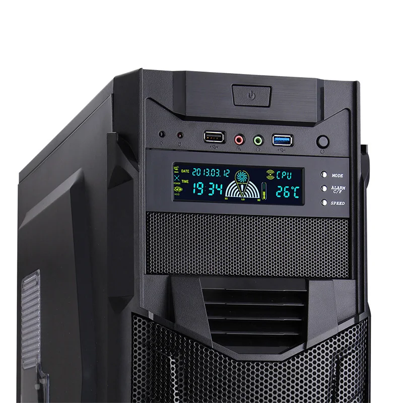 5.25 Inch 12V PC Fan Speed Controller Temperature Display LCD Front Panel for Computer Durable Controller Air Cooled Fan Control