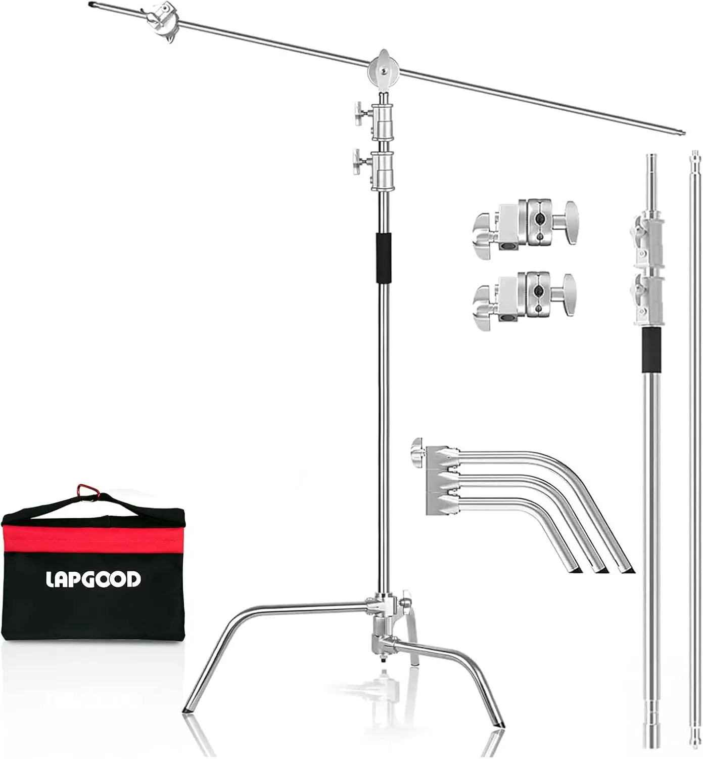 

C Stand 10.8ft with Boom Arm, 100% Stainless Steel Photography Light Stand, Max Load 44 lbs, Sandbag Included