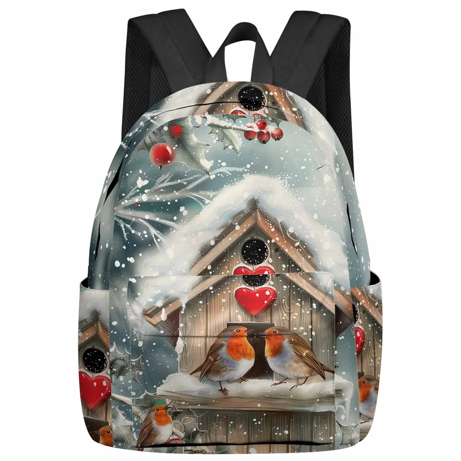 

Mockingbird Snowflake Snow Scene Backpack School Bags for Teenagers Students Laptop Bag Women's Casual Travel Backpack