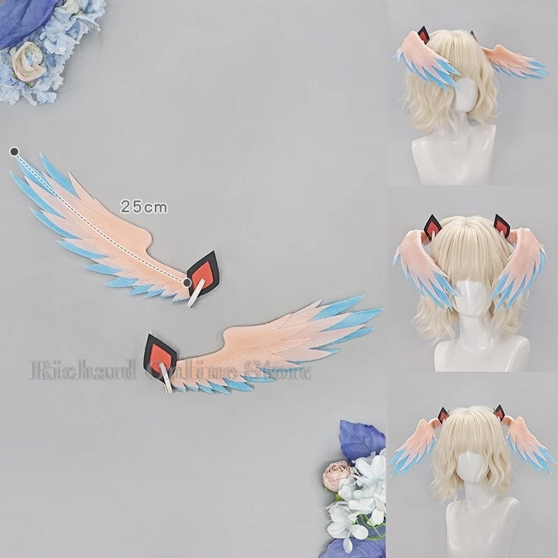 Genshin Impact Linnea Anime Cosplay Hair Decor Wig Accessories Women Game Handmade Halloween Light Wing Handmade decor view 5