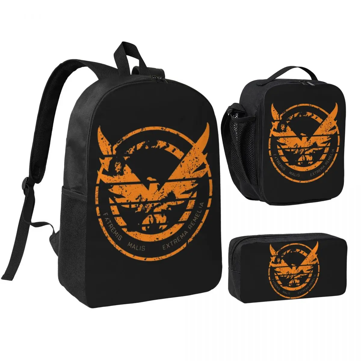 The Division 2 Shd Backpack Boys Girls BookBag School Bag Shoulder Bags 3ps Insulated Lunch Bag Pencil Case