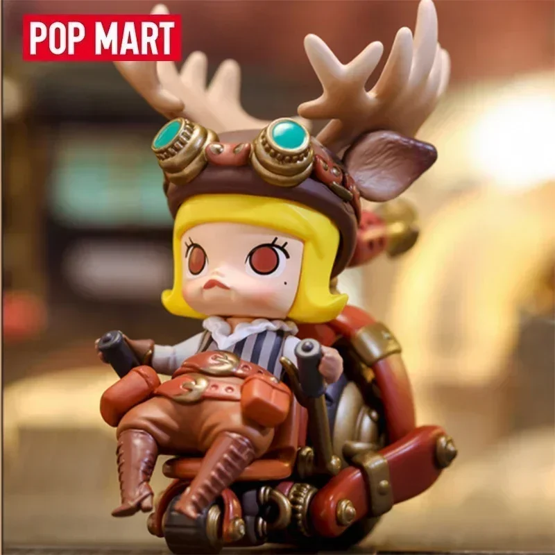 

POP MART Molly в стиле стимпанк, серия животных, локомотива, слепая коробка, загадочная коробка, кавайные украшения, фигурки, домашний декор, настольная модель куклы
