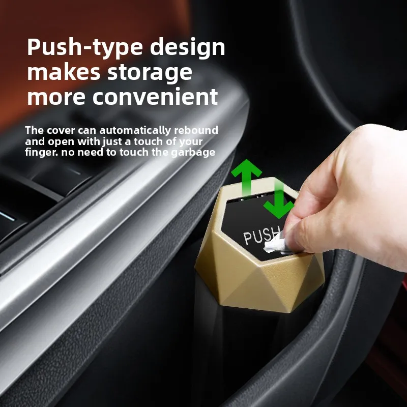Car Trash Can Leak-proof Odor-sealing Garbage Bin with Lid Portable Storage Box for Cup Holder Door Pocket Car Interior - view 2
