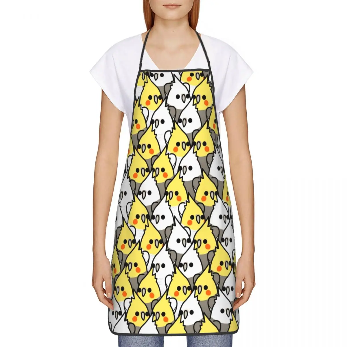 Unisex Parrot Birds Cockatiel Squad Bib Apron Adult Women Men Chef Tablier Cuisine for Cooking Kitchen Animal Baking