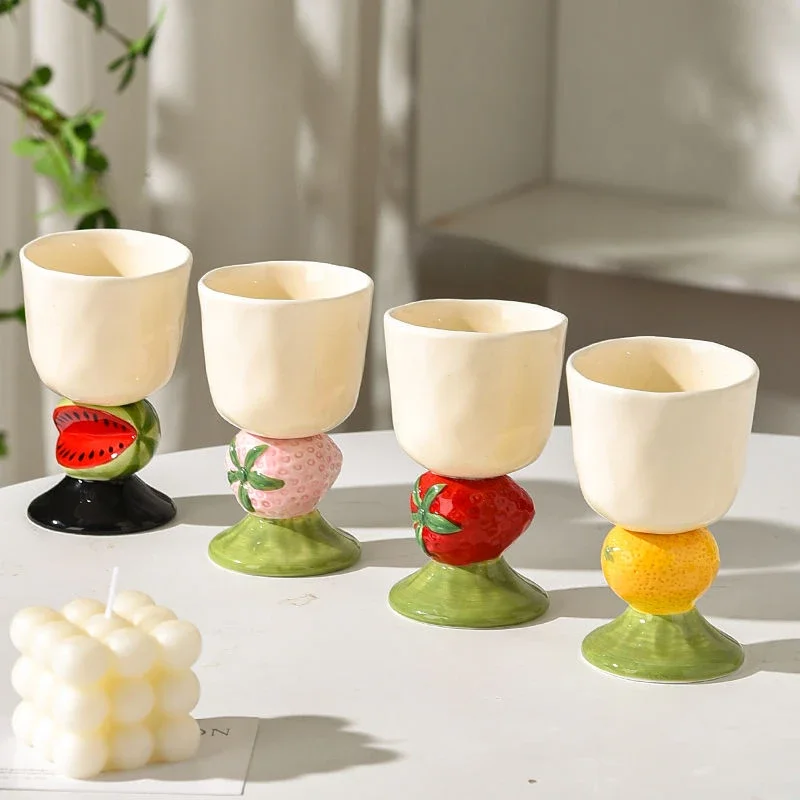 

Handmade Ceramic Fruit Goblet, Dessert Cup Ceramic Creative Ice Cream Mug, Pretty Drinkware High-value Coffee Drinking Utensils