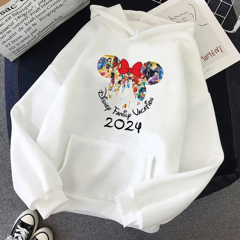 2024 New Year Hoodies Disney Family Vocation Graphic Printed Women Hoodie Aesthetic Fashion Disneyland Trip Casual Sweatshirt