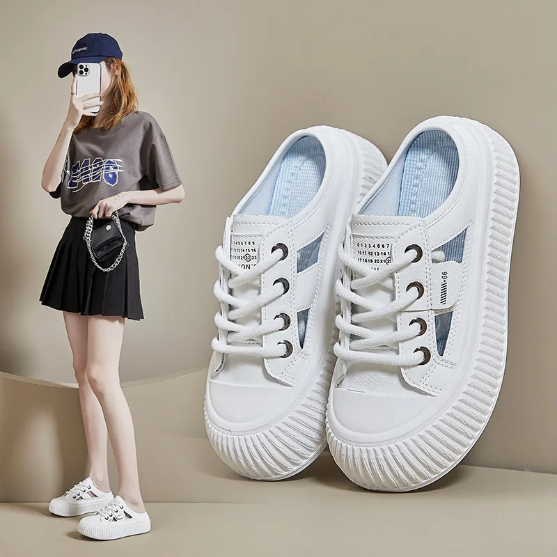 

2026 Women's Summer One Step White Shoes Hollow Breathable Board Shoes Sports and Leisure Shoes