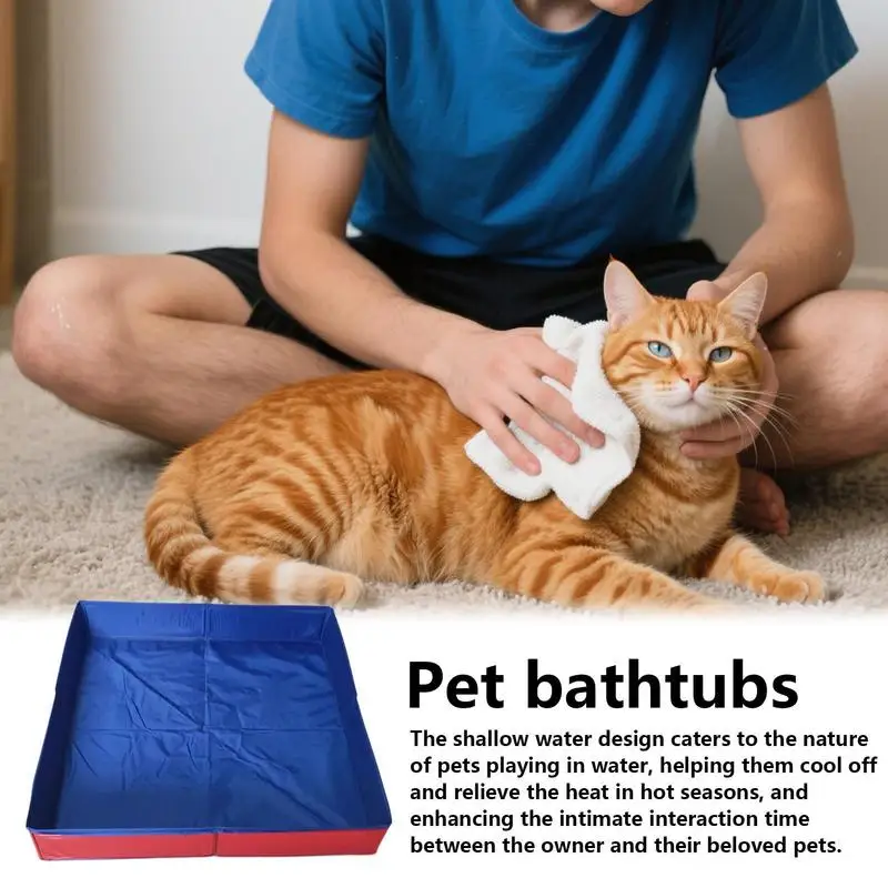 Pet Swimming Pool PVC Foldable Dog Bath Tub Square-Shaped Non-Inflatable Save Space Pet Puppy Bathing Tub for Puppy Cats Other