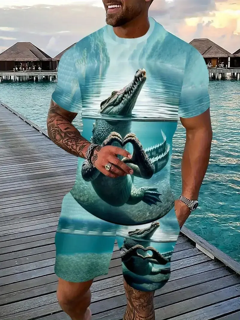 

Casual Sports Suit Breathable Outdoor Casual Men's T-Shirt And Shorts Suit Summer 3d Printing Suit Suitable For Men And Adults