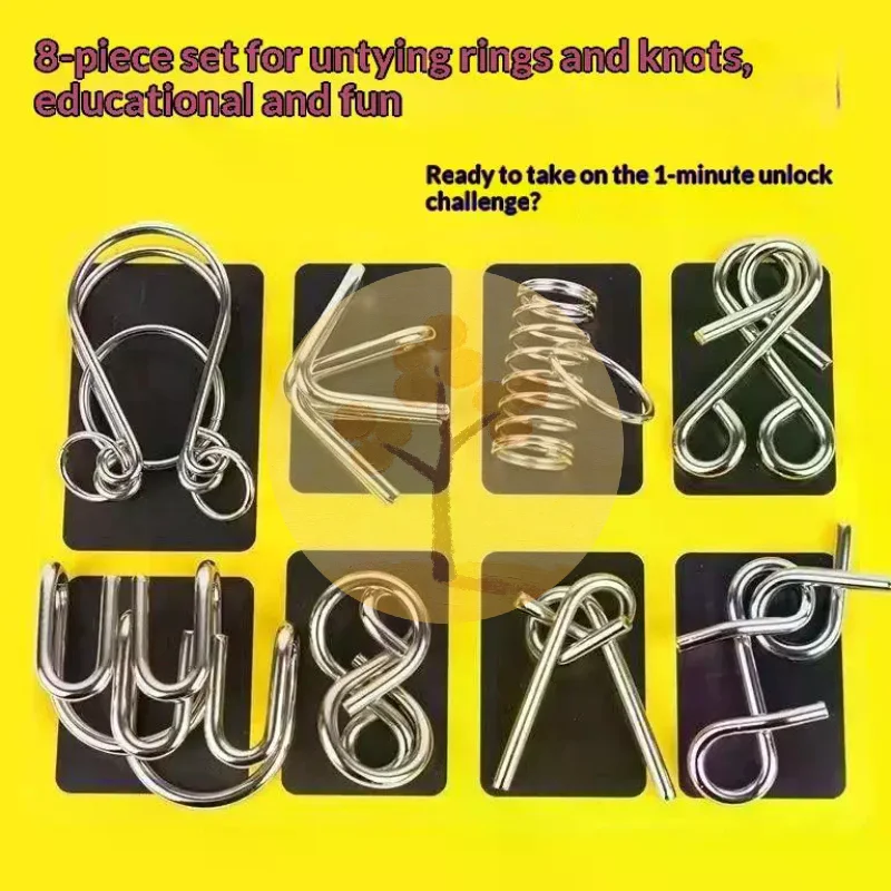 

Китайский головоломка-конструктор Kongming Lock, 8 шт., металлический набор, соединяющиеся кольца, развивающая игра для тренировки памяти, для детей и взрослых #