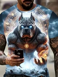 Men's Cool Dog Graphic Print T-Shirt Short Sleeve Crew Neck Tshirtsclothes Summer Casual New In Animal Dog Print Tees For Men