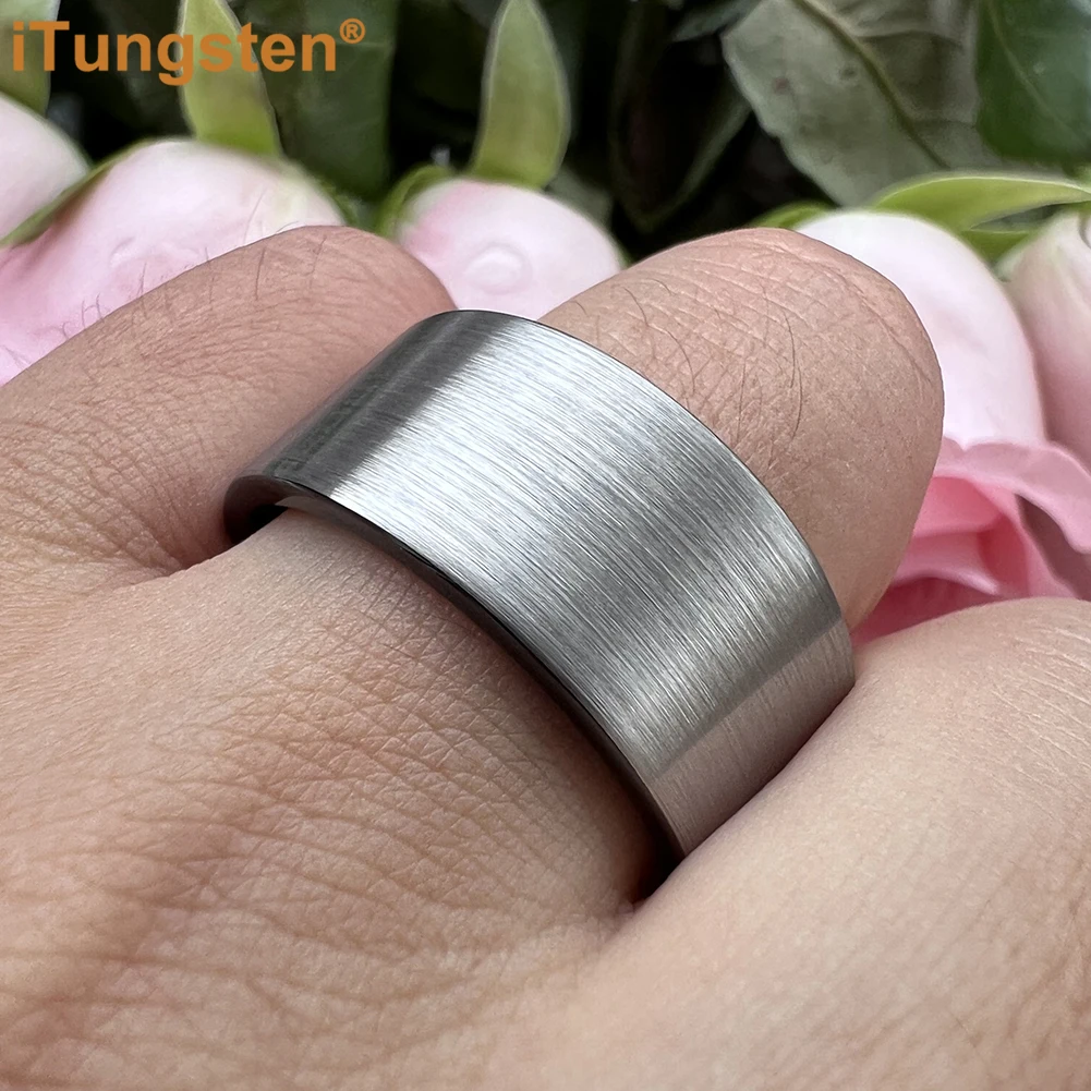 Dropshipping iTungsten 6/8/10/12MM Multiwidth Black Tungsten Ring Mens Womens Flat Wedding Band Brushed Finish Comfort Fit