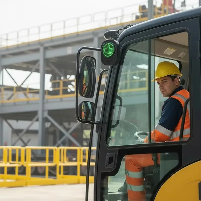 Hot Sale MCY 7 Inch Monitor AI Blind Spot Detection Camera Thumb up LED Safety Display for Crane Bulldozer Dump Truck