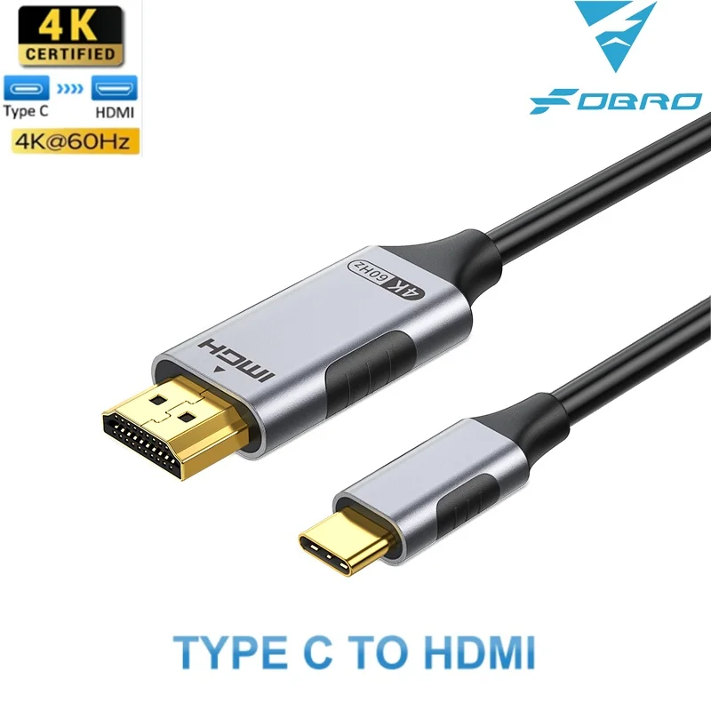FDBRO USB C naar HDMI-kabel (4K bij 60 Hz) Type C naar HDMI-adapter Thunderbolt 4/3 naar HDMI voor thuiskantoor Compatibel voor iPhone 16 Pro