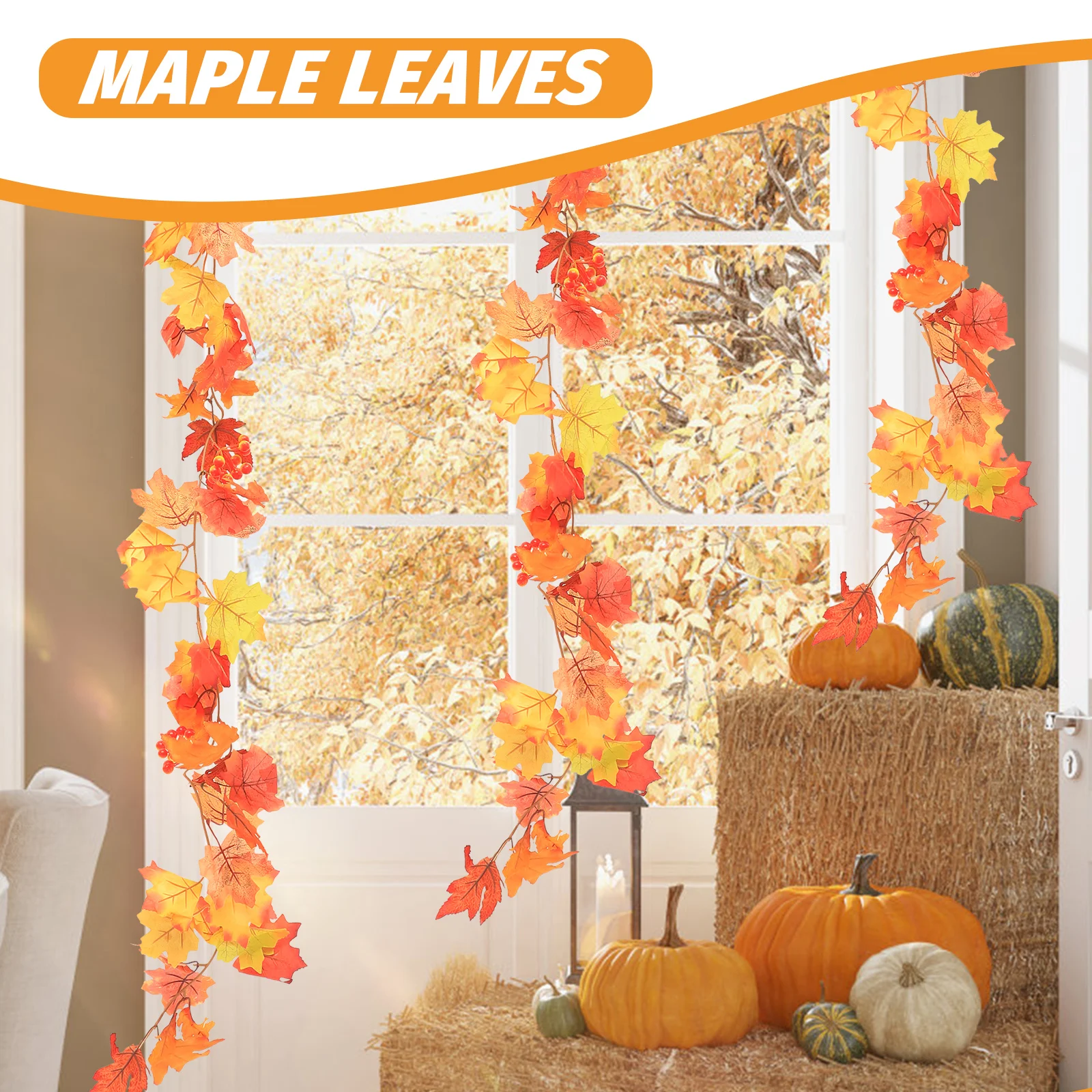 

Maple Leaf Vine Fake Autumn Hanging Rattan Pendant Wall Hanging Decor Thanksgiving Halloween Indoor Garden Decoration