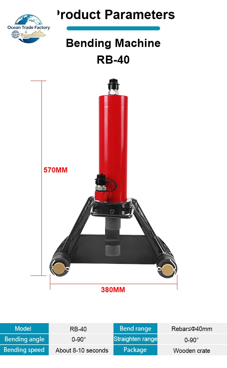 RB-40 Portable Handheld Hydraulic Rebar Bending Machine with OEM Support 4-40mm