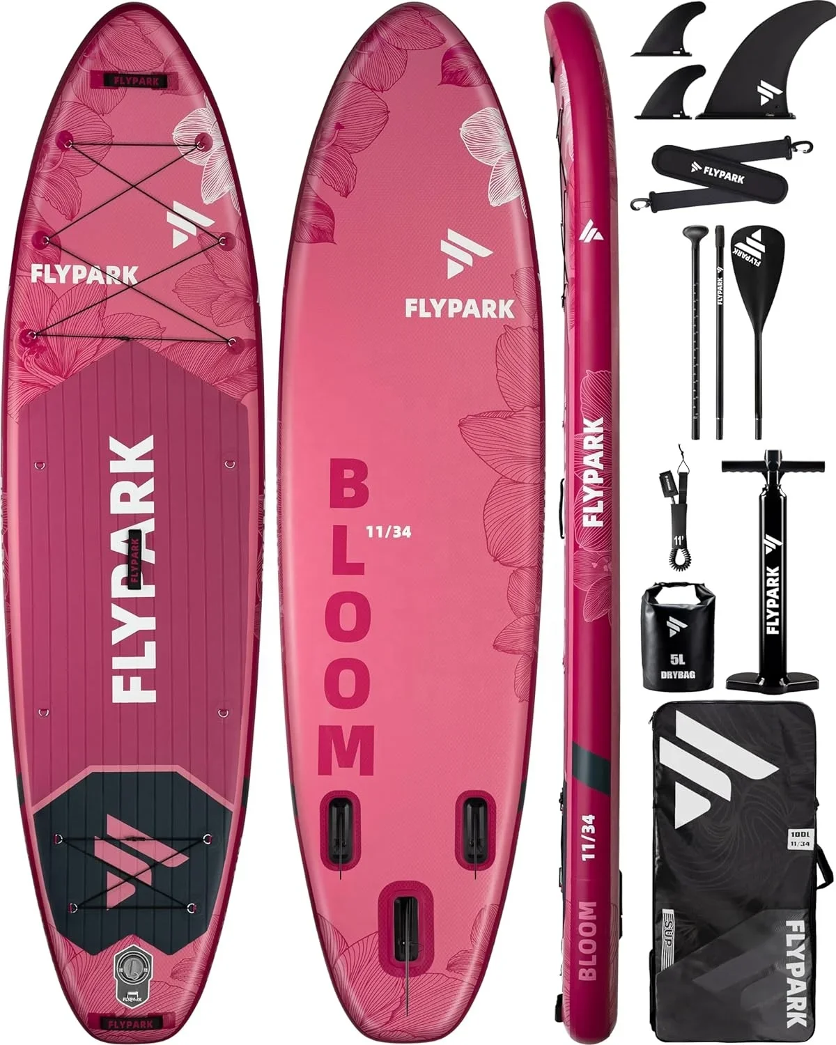 -SUP Board All-Round Black Black  Inflatable Stand up Paddle Board Body Board for Ocean Waters