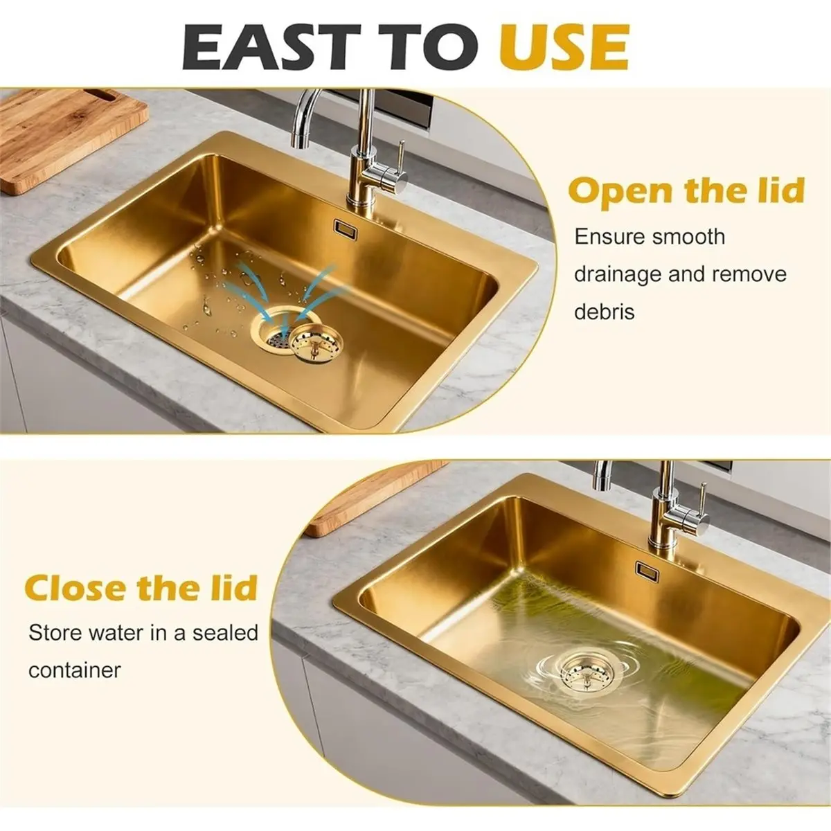 Sink Garbage Disposal Flange and Stopper for Kitchen, Fit 3-1/2 Inch Standard Sink, with Stopper & Rubber Ring