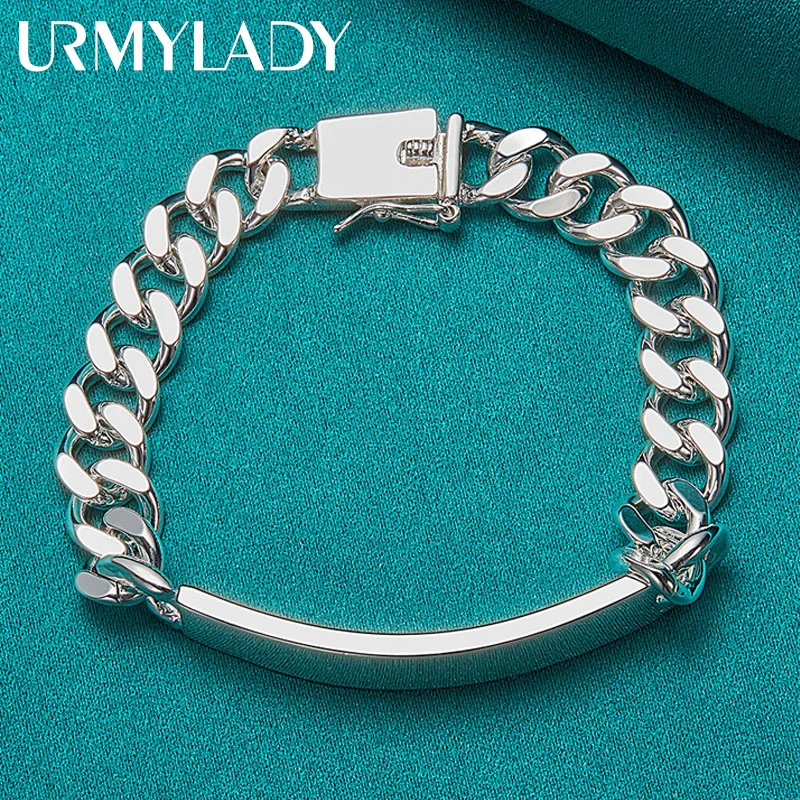 

Charm 925 Sterling Silver Design Noble Pretty 10mm Mens Chain Jewelry Fashion Geometric Bracelet Factory Price