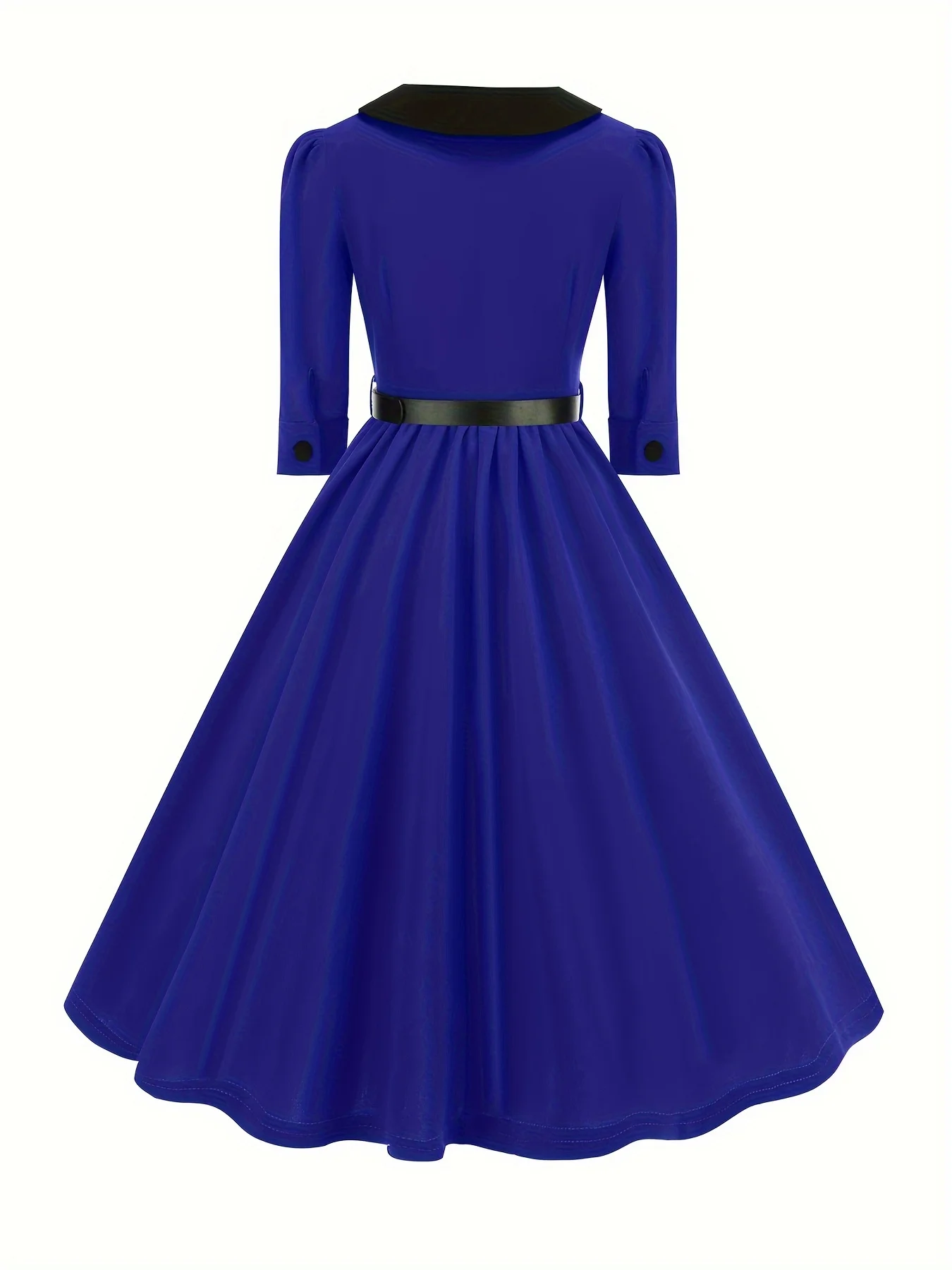 Elegant Vintage-Inspired Cocktail Dress with Belt - 50S Retro Style, Polyester & Elastane Blend, Machine Washable - Perfect for