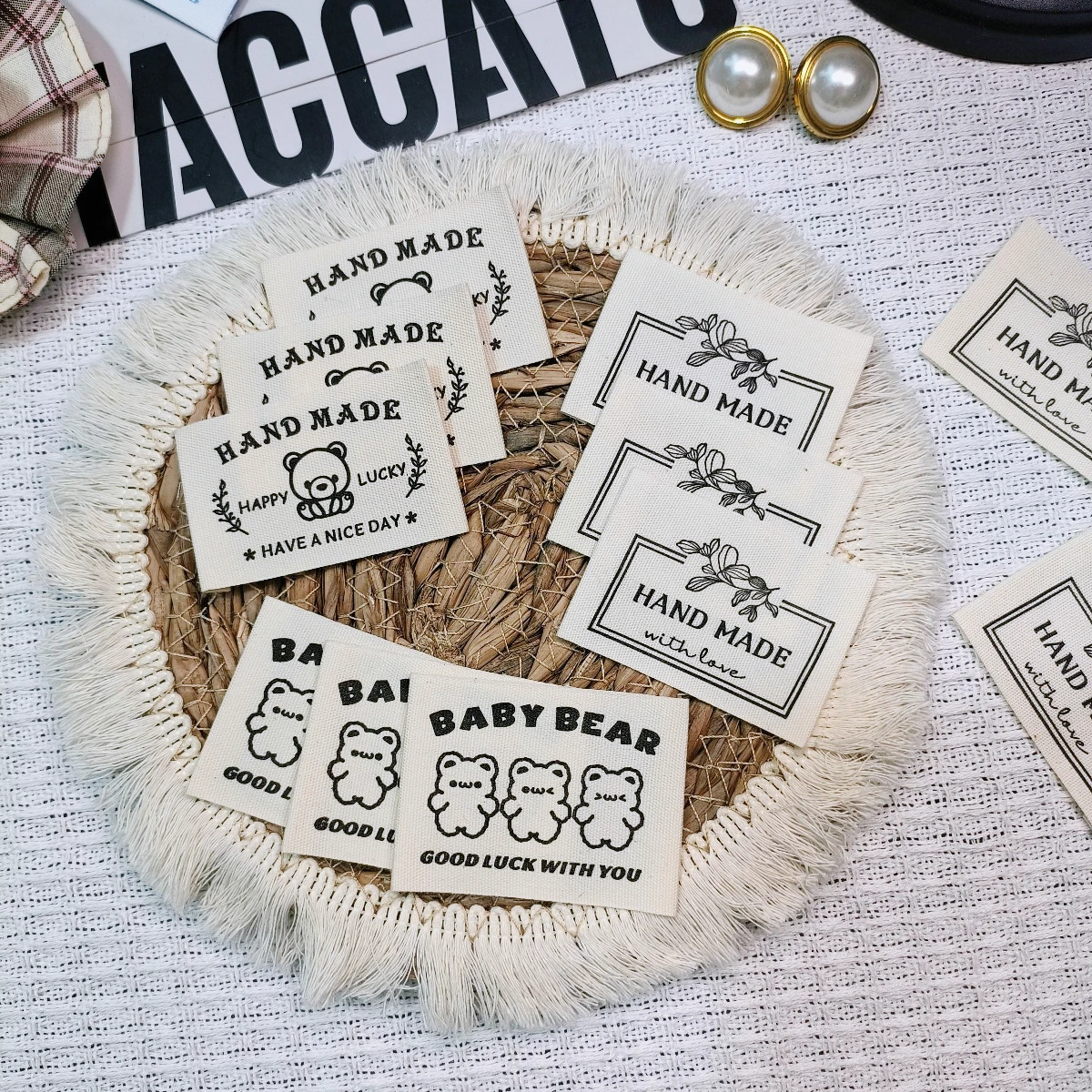 Cotton Fabric Printing labels Soft-touch Handmade labels of Clothes sewing labels Fabric Patches for Garment Sewing Accessories